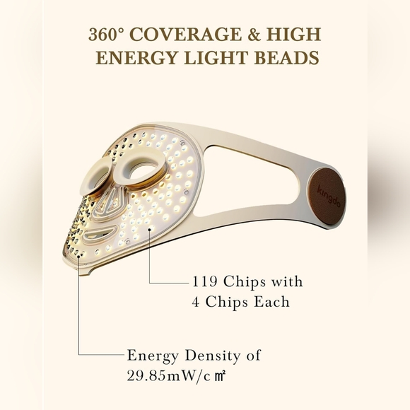 LED Red Light Mask for Face - Kingdo Upgraded Version 119 Leds - Picture 5 of 11